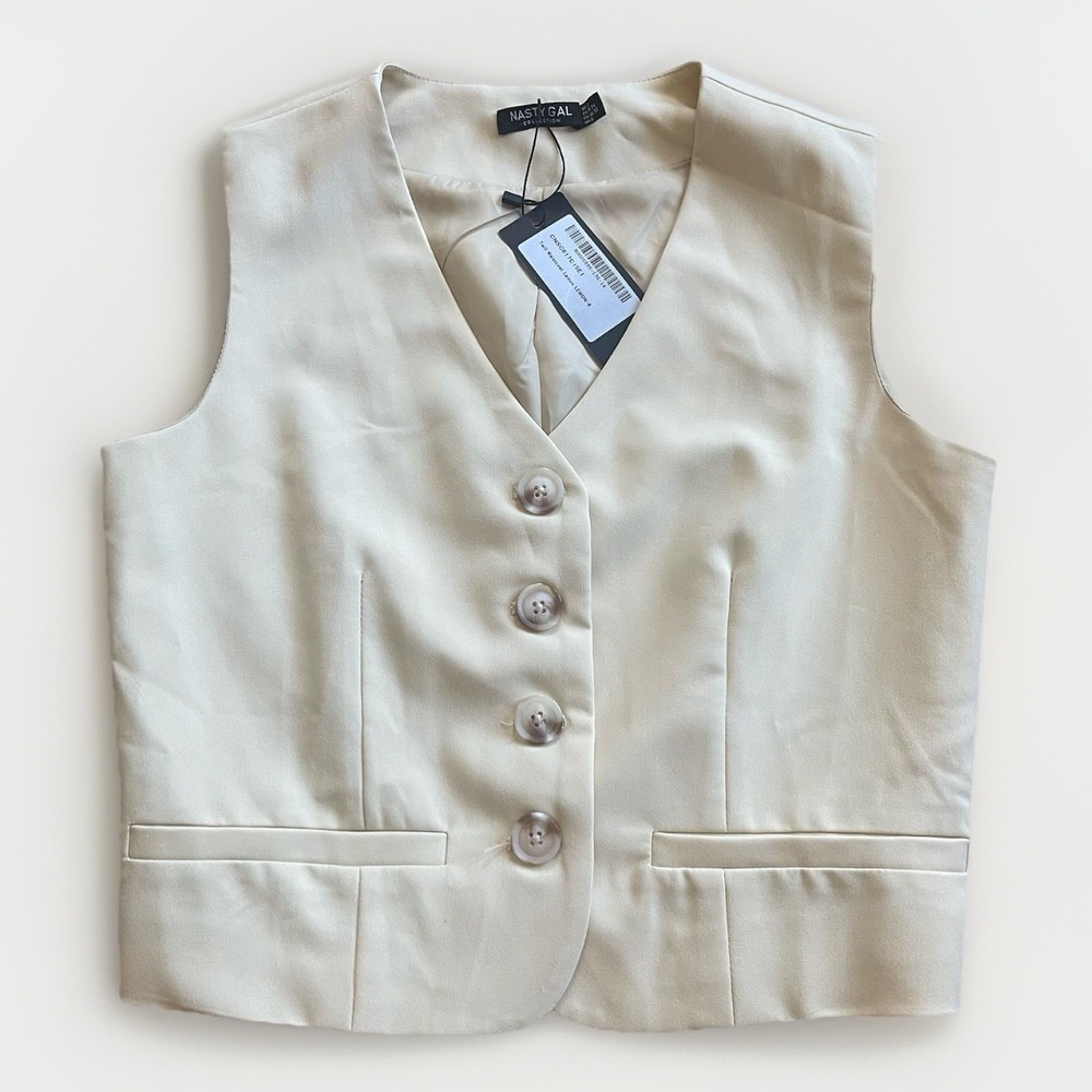 NWT Womens Size 2 Tailored Lemon Yellow Vest Button Front NEW Nasty Gal